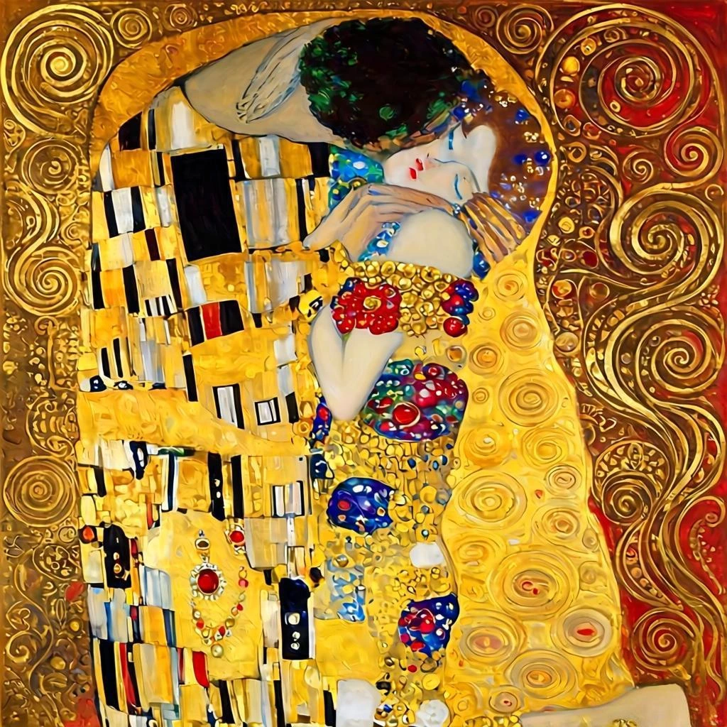 Il Bacio di Gustav Klimt come tela dipingi a numeri
